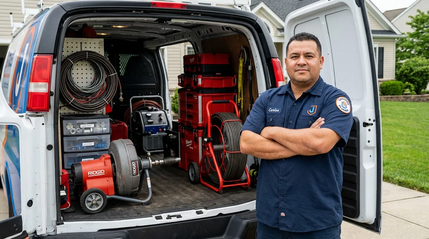 Professional drain cleaning equipment and Johns Plumbing LLC plumber in Southampton