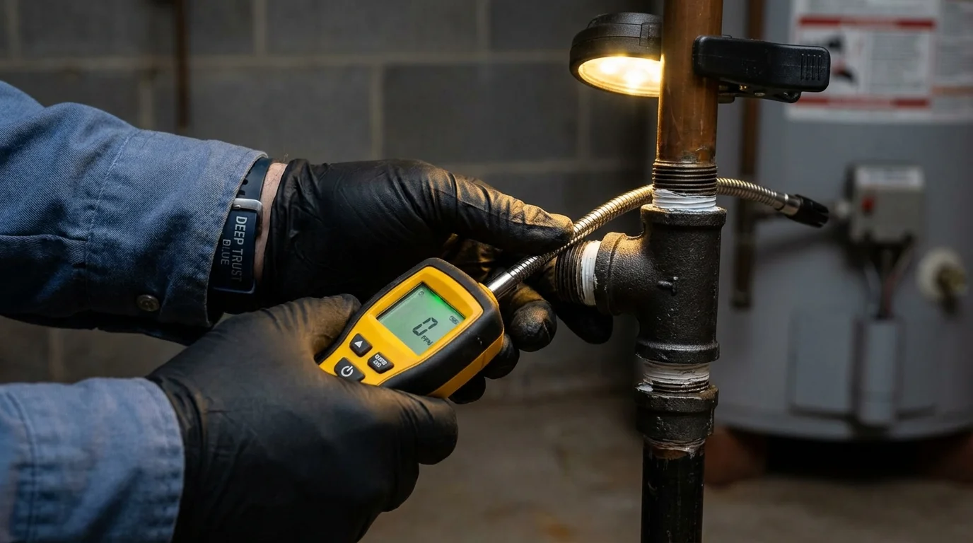 Gas leak detection with electronic sniffer by Johns Plumbing LLC in Southampton