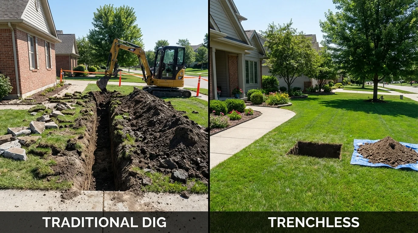 Trenchless sewer repair with minimal yard damage versus traditional excavation in Southampton, NY